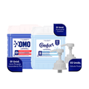 Kit Lava Roupas Líquido Lavanderia Pro 7L Omo + Amaciante 7L Comfort + 02 Válvulas Pump para Galão 5L/7L + Brinde Bola Magica Magic Ball para Retirar Fiapos e Pelos