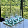 Taças Champanhe Base Esfera Transparente + Bandeja para Taça