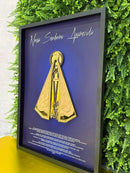 (COMPRE 1 LEVE 2) Quadro Nossa Senhora Aparecida - Alto Relevo Dourado com Oração | Moldura Premium