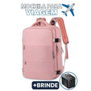 Mochila Para Viagem Multifuncional Expansível e Tecnológica + BRINDE: Adaptador de Tomada Universal